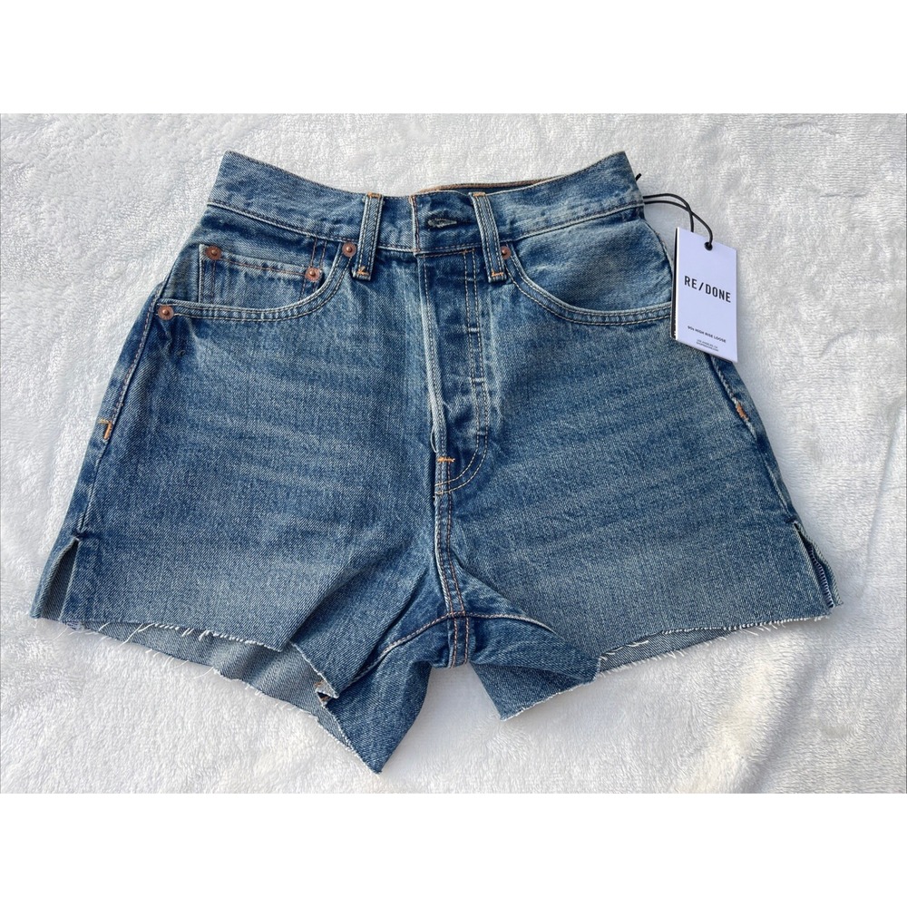 RE/DONE Women's 90s High Rise Loose Denim Jeans in Blue Distressed Wash  23